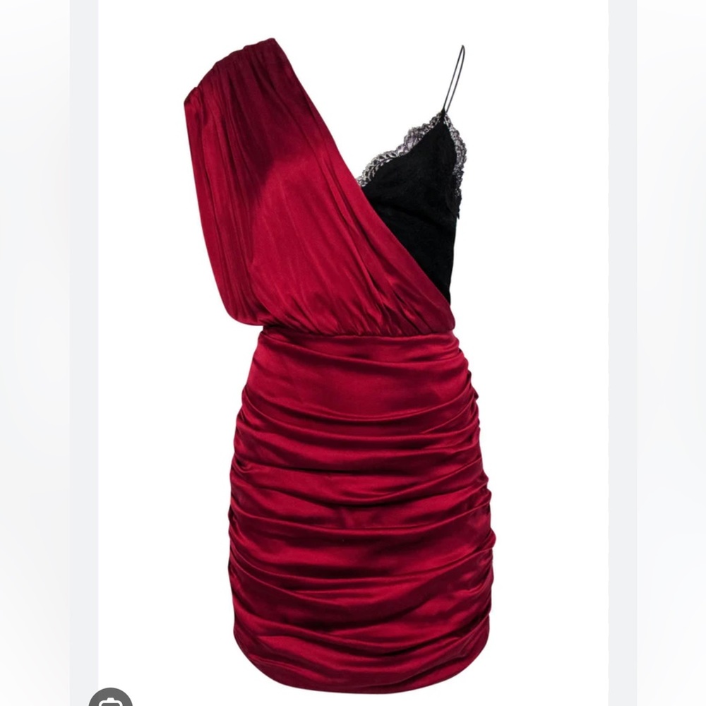 Alice + Olivia Bianca Rouched One shoulder Stretch Silk Mini Dress